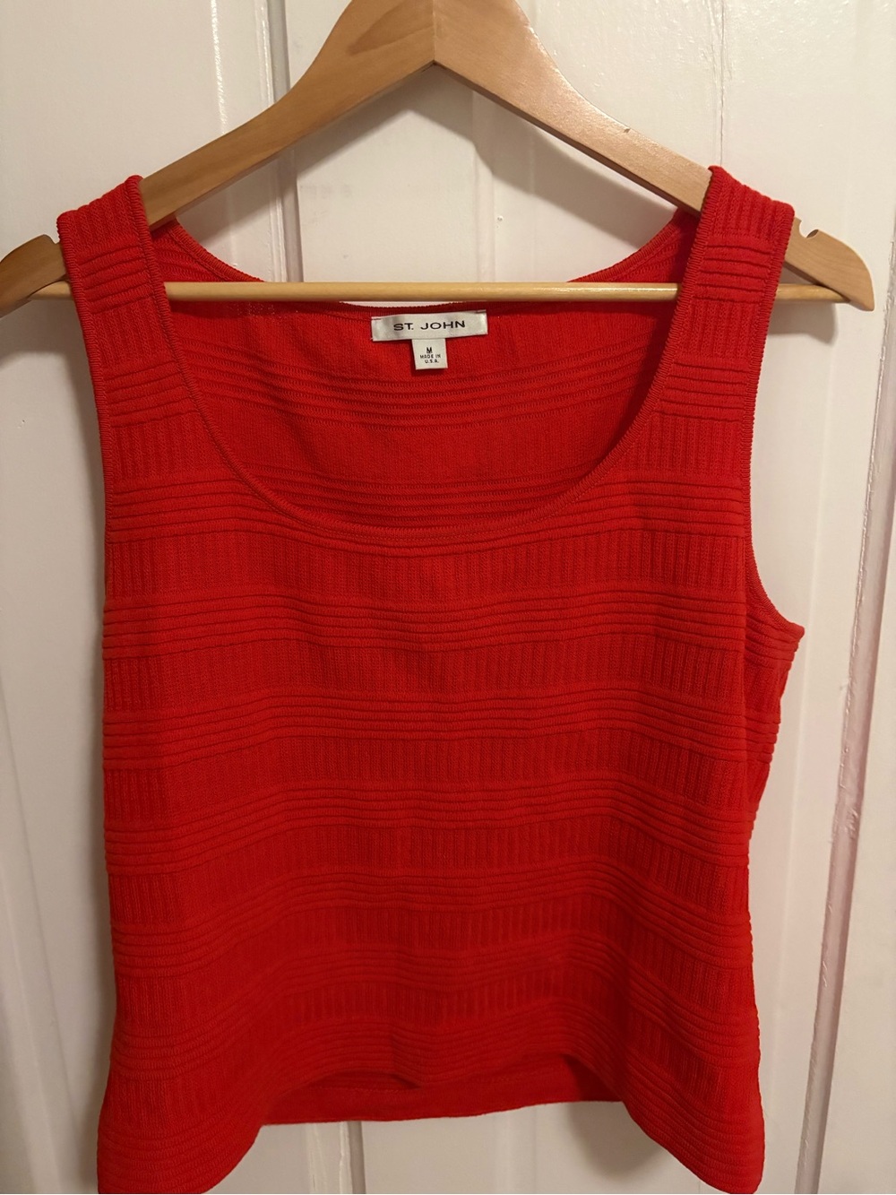 St. John Bright Red Ribbed Knit Tank Top